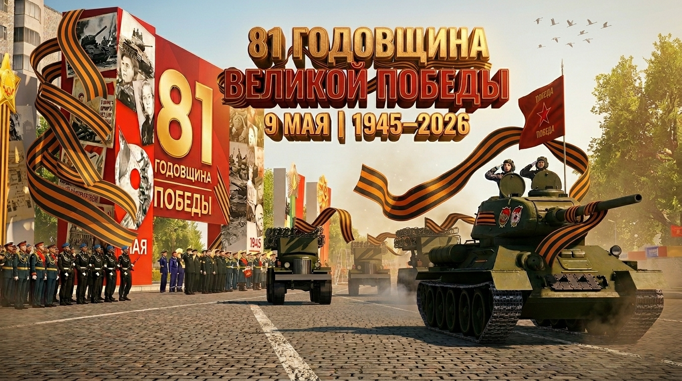 ВОЕННЫЙ ПАРАД ПОСВЯЩЁННЫЙ 81-Й ГОДОВЩИНЕ ПОБЕДЫ В ВЕЛИКОЙ ОТЕЧЕСТВЕННОЙ ВОЙНЕ